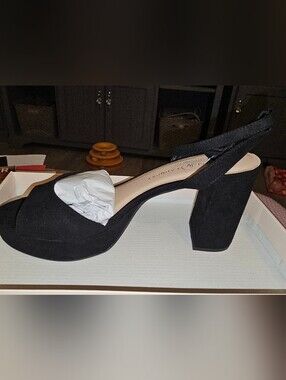 Chinese Laundry Black Suede Block Heel Sandal